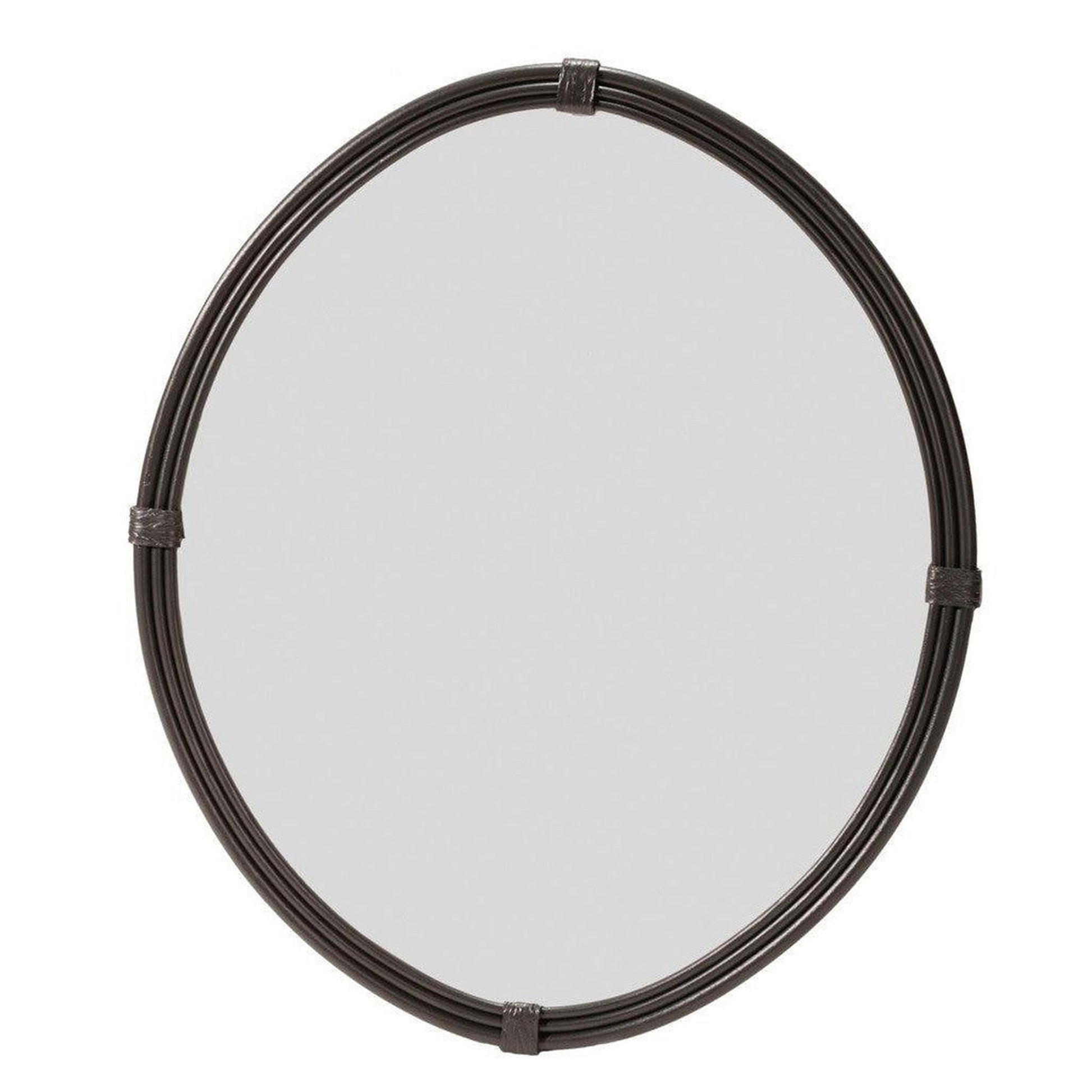 Stone County Ironworks Queensbury 25" Small Chalk White Oval Iron Wall Mirror With Gold Iron Accent