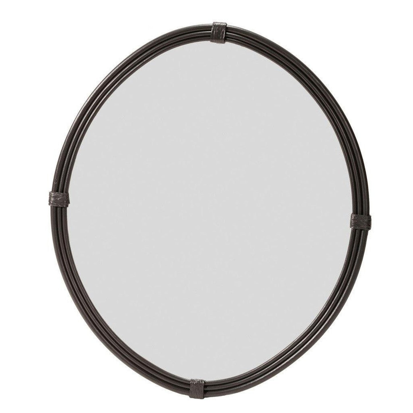 Stone County Ironworks Queensbury 25" Small Natural Black Oval Iron Wall Mirror With Pewter Iron Accent