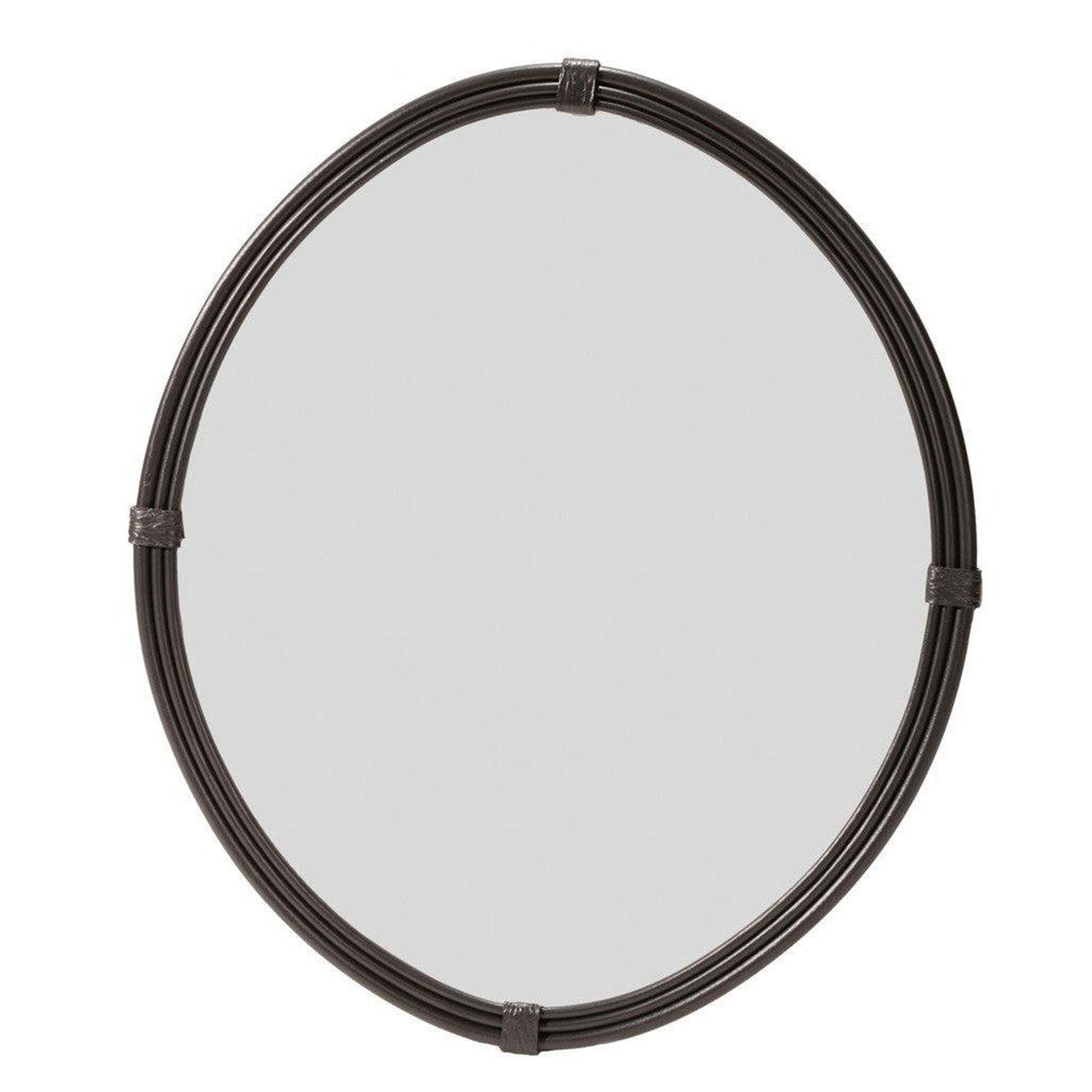Stone County Ironworks Queensbury 25" Small Satin Black Oval Iron Wall Mirror