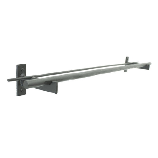 Stone County Ironworks Ranch 16" Chalk White Iron Double Towel Bar With Copper Iron Accent
