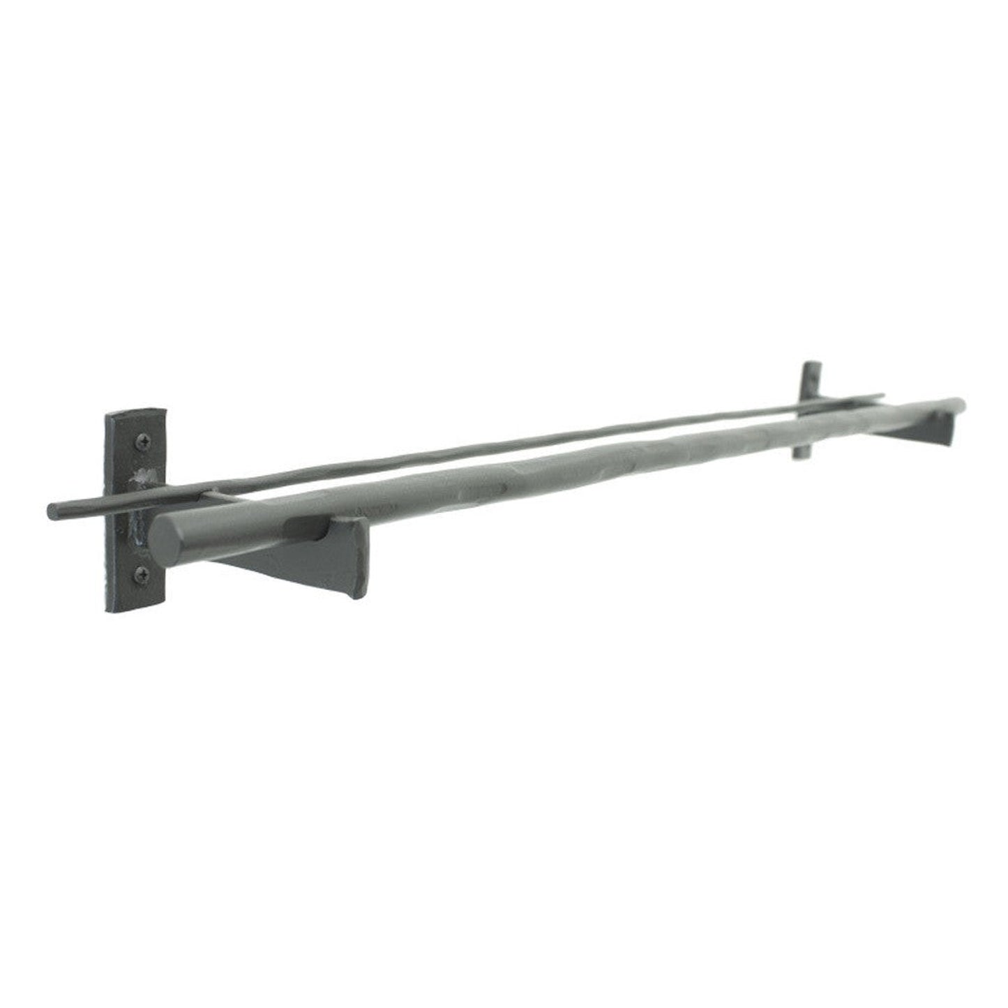 Stone County Ironworks Ranch 16" Chalk White Iron Double Towel Bar With Pewter Iron Accent