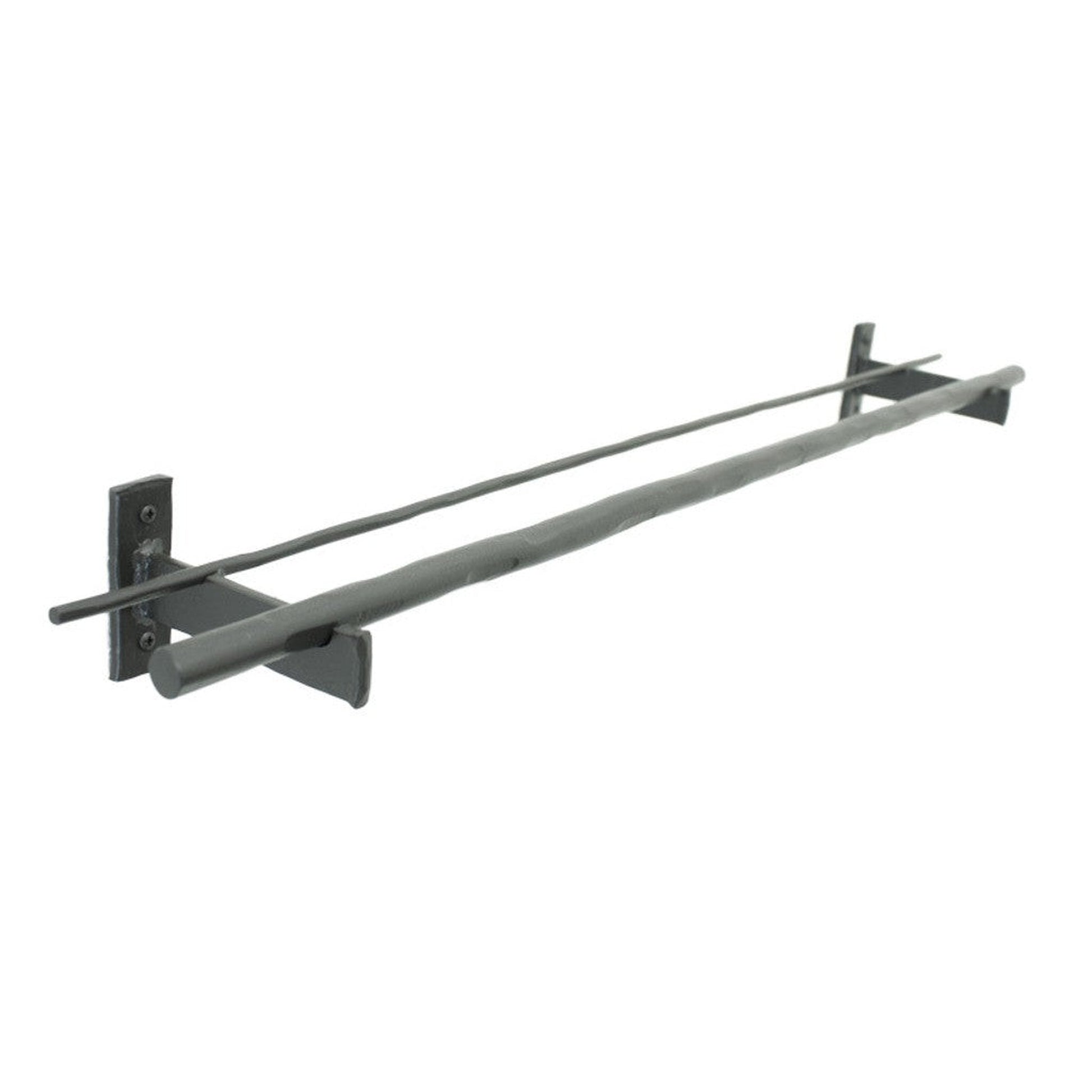 Stone County Ironworks Ranch 16" Hand Rubbed Pewter Iron Double Towel Bar With Gold Iron Accent