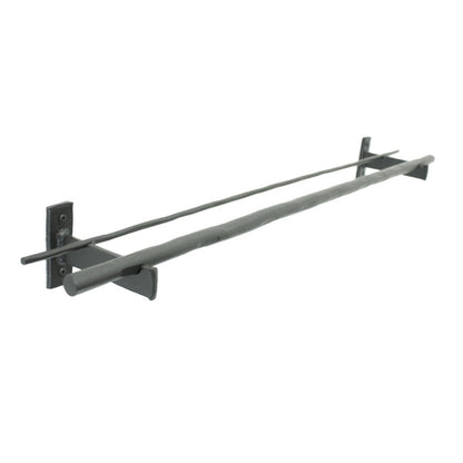 Stone County Ironworks Ranch 24" Satin Black Iron Double Towel Bar With Pewter Iron Accent