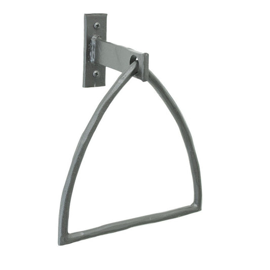 Stone County Ironworks Ranch 7" Satin Black Iron Towel Ring With Copper Iron Accent
