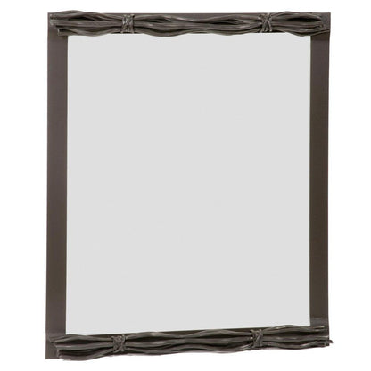 Stone County Ironworks Rush 21" x 26" Small Chalk White Iron Wall Mirror With Copper Iron Accent