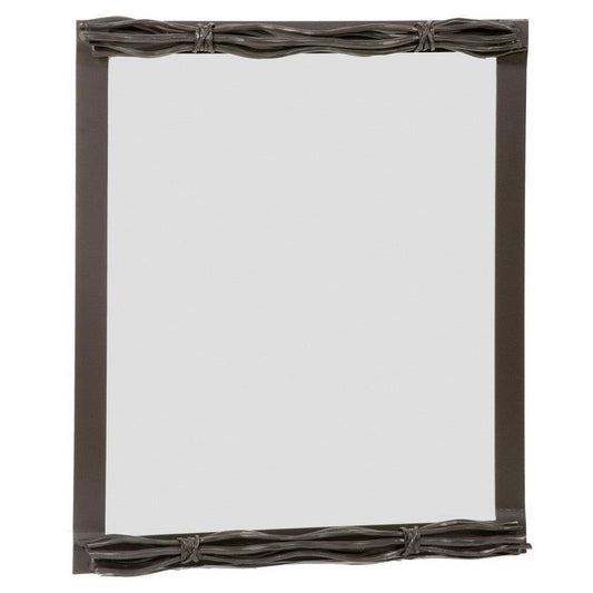 Stone County Ironworks Rush 21" x 26" Small Chalk White Iron Wall Mirror With Gold Iron Accent