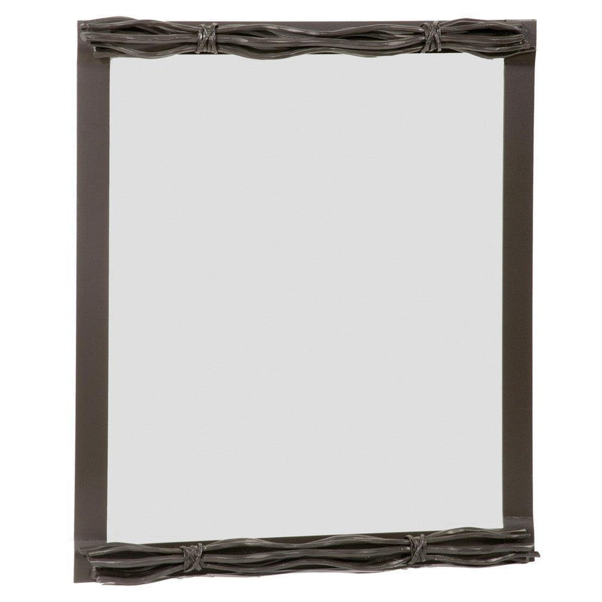Stone County Ironworks Rush 21" x 26" Small Hand Rubbed Bronze Iron Wall Mirror With Gold Iron Accent