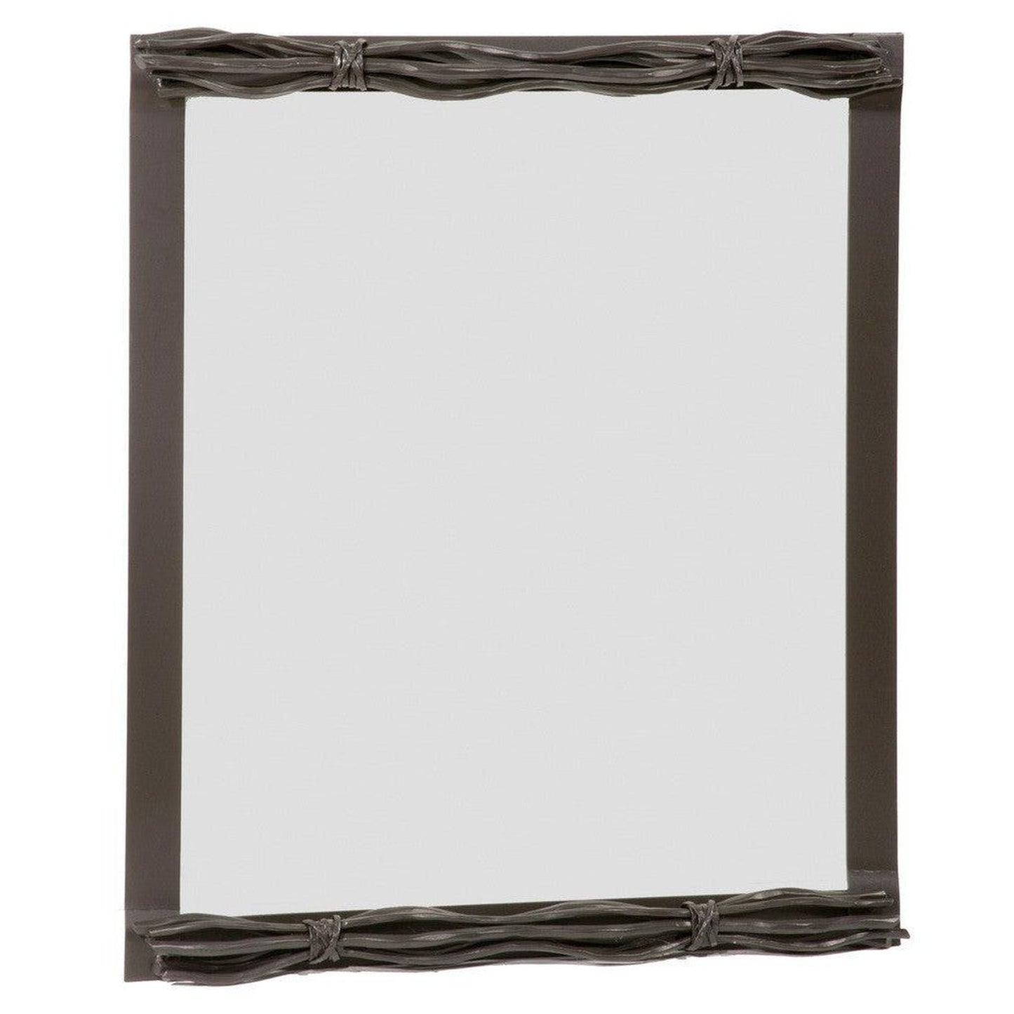 Stone County Ironworks Rush 21" x 26" Small Hand Rubbed Ivory Iron Wall Mirror With Copper Iron Accent