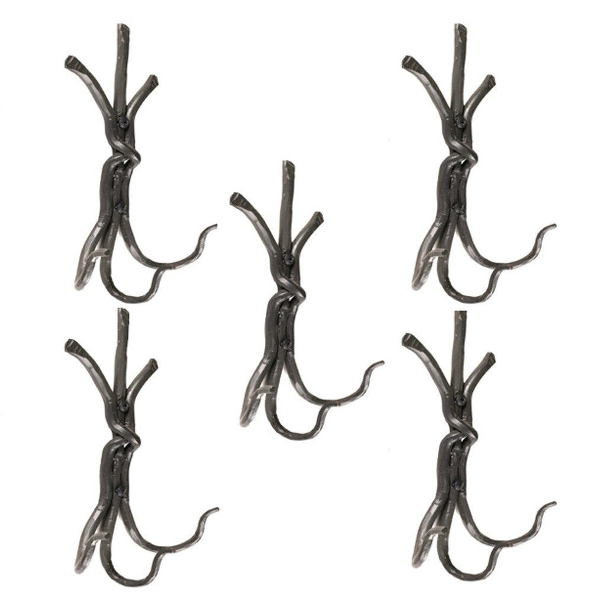 Stone County Ironworks Rush 9" 5-Piece Hand Rubbed Brass Iron Triple Hook Set