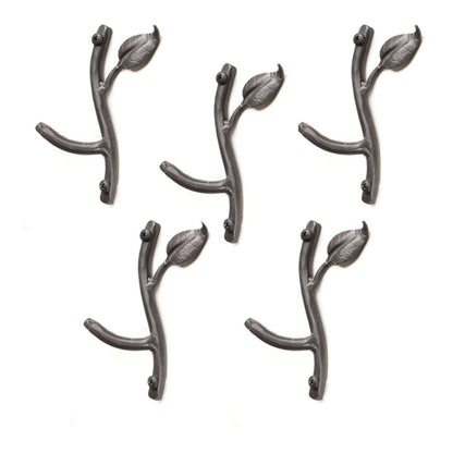 Stone County Ironworks Sassafras 5" 5-Piece Hand Rubbed Ivory Iron Single Hook Set With Pewter Iron Accent
