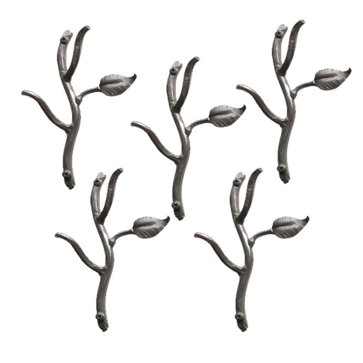 Stone County Ironworks Sassafras 7" 5-Piece Hand Rubbed Ivory Iron Double Hook Set With Pewter Iron Accent