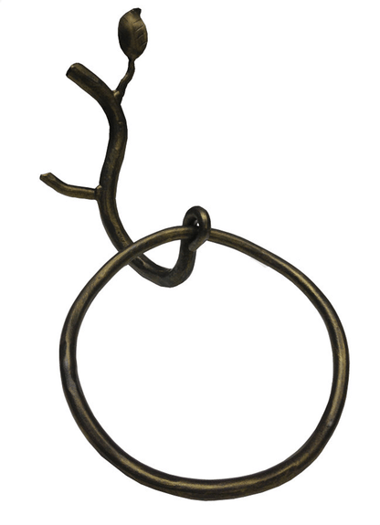 Stone County Ironworks Sassafras 7" Hand Rubbed Pewter Iron Towel Ring