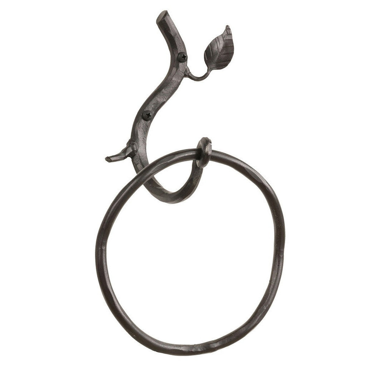 Stone County Ironworks Sassafras 7" Hand Rubbed Pewter Iron Towel Ring