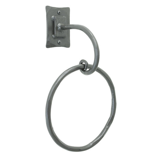 Stone County Ironworks Sedona 6" Hand Rubbed Ivory Iron Towel Ring With Gold Iron Accent