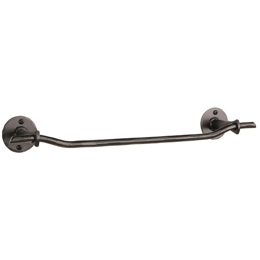 Stone County Ironworks Sherwood 16" Natural Black Iron Towel Bar With Pewter Iron Accent