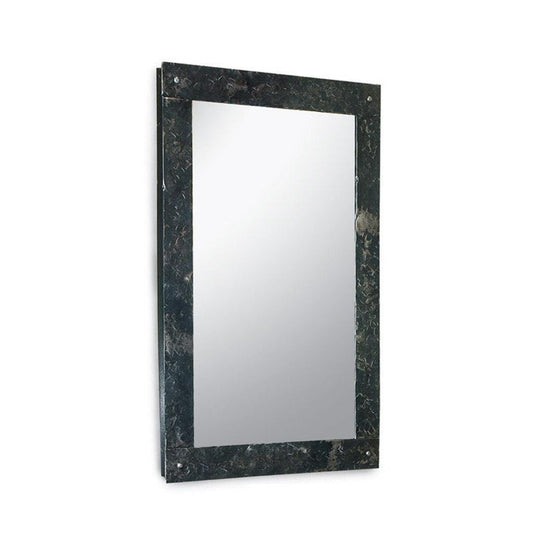 Stone County Ironworks Studio Series 29" x 41" Large Chalk White Iron Wall Mirror With Pewter Iron Accent