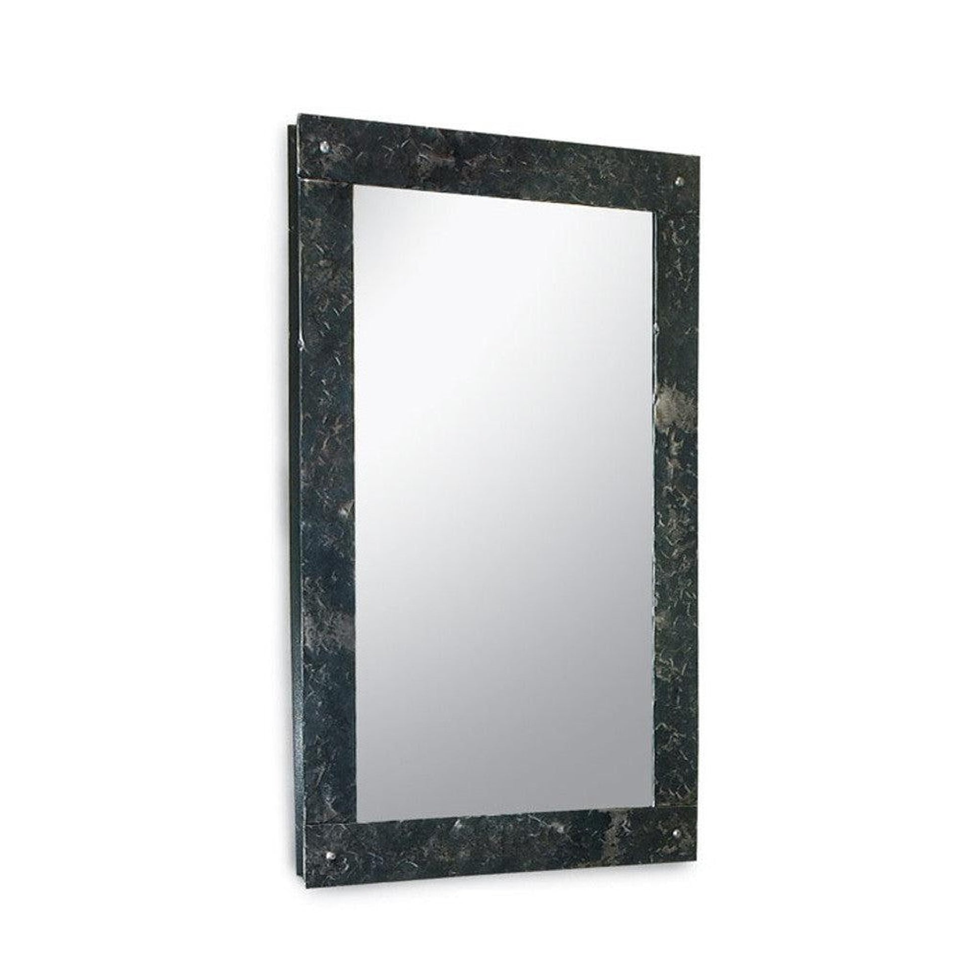 Stone County Ironworks Studio Series 29" x 41" Large Hand Rubbed Brass Iron Wall Mirror With Pewter Iron Accent