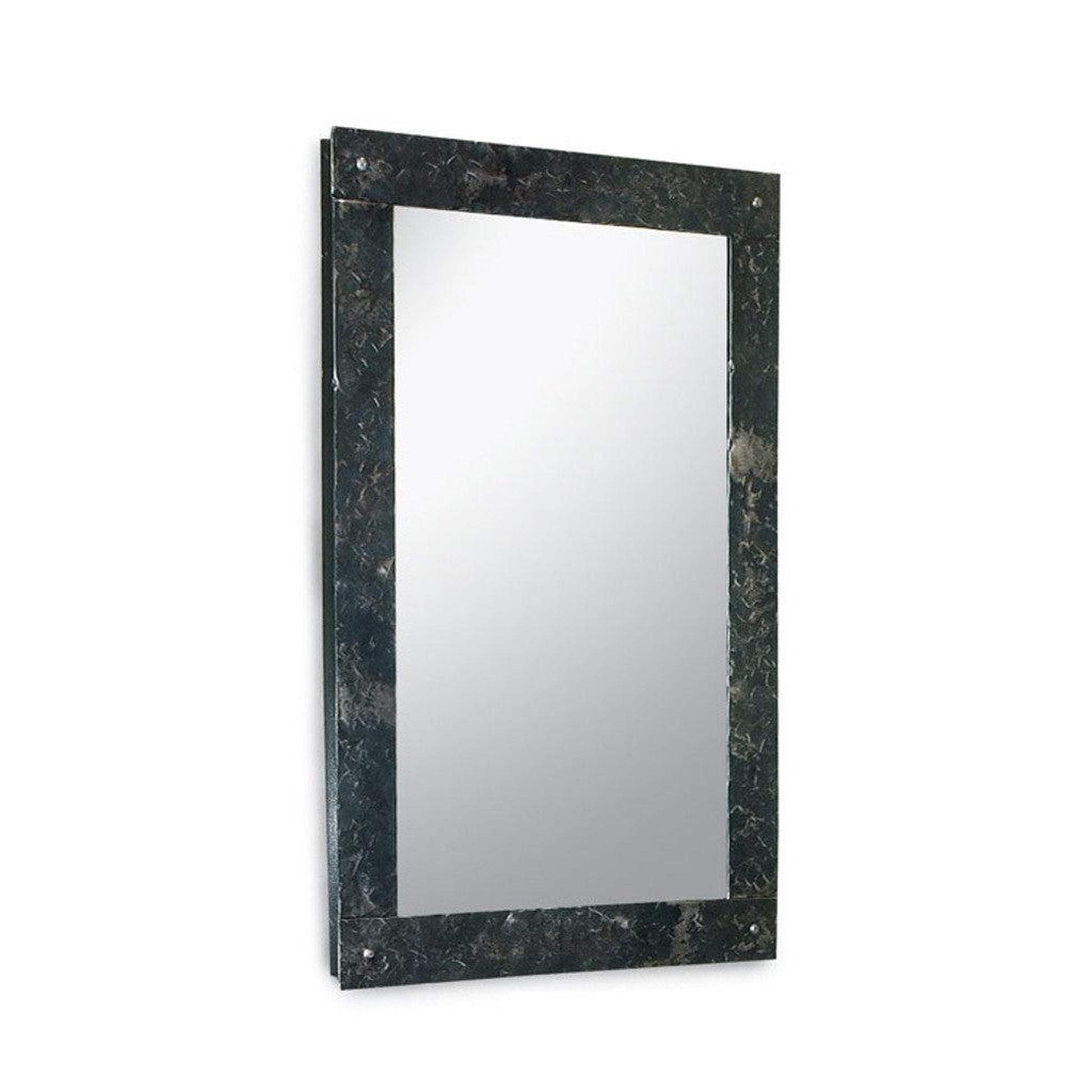 Stone County Ironworks Studio Series 29" x 41" Large Hand Rubbed Bronze Iron Wall Mirror With Pewter Iron Accent
