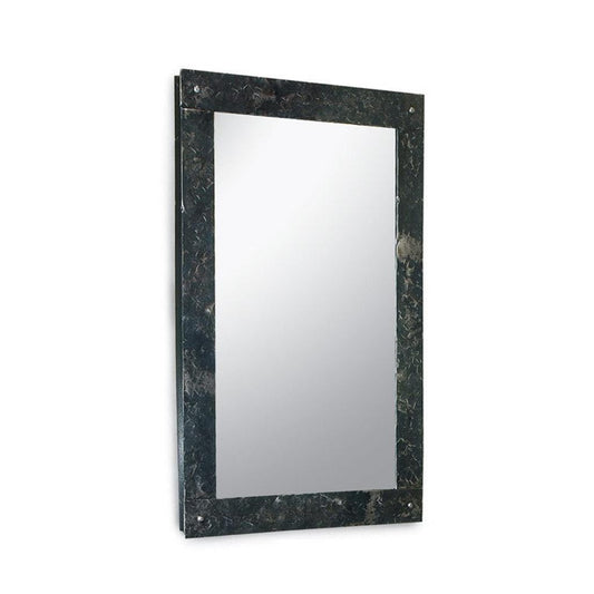 Stone County Ironworks Studio Series 29" x 41" Large Hand Rubbed Pewter Iron Wall Mirror With Gold Iron Accent