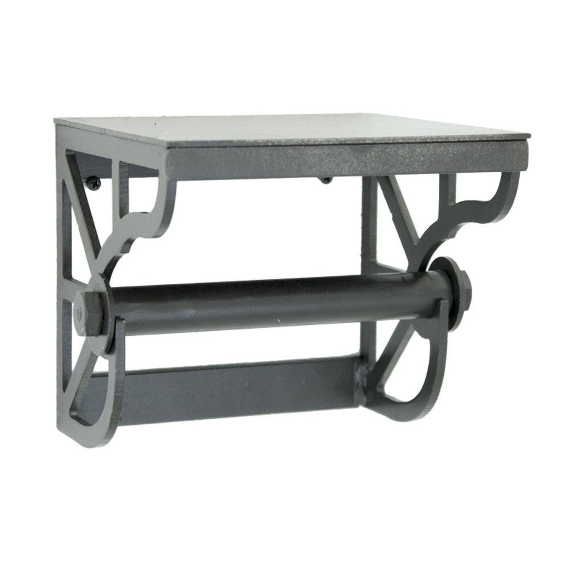 Stone County Ironworks Trestle 7" Woodland Brown Iron Toilet Tissue Holder With Gold Iron Accent