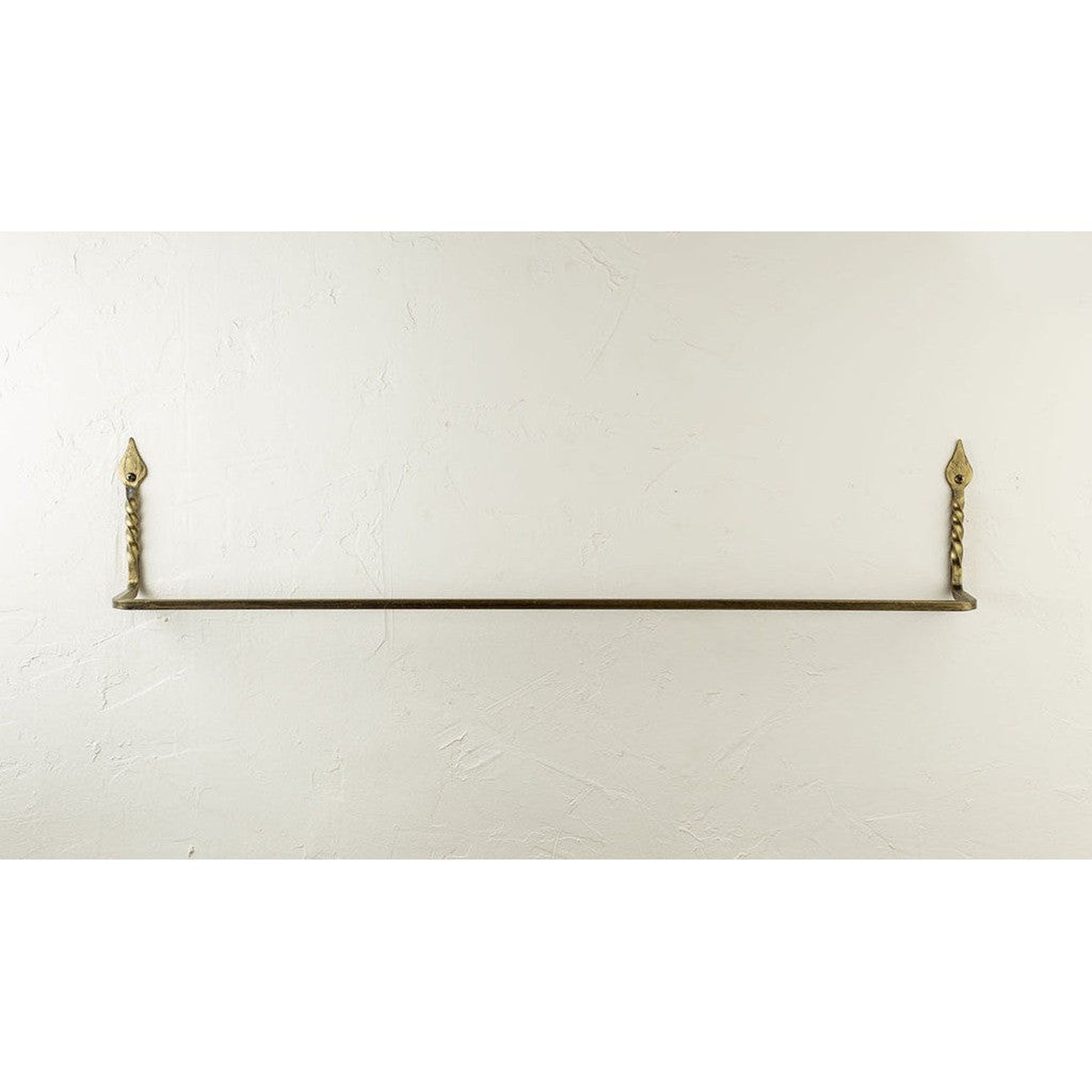 Stone County Ironworks Tulip Twist 16" Burnished Gold Iron Towel Bar With Gold Iron Accent