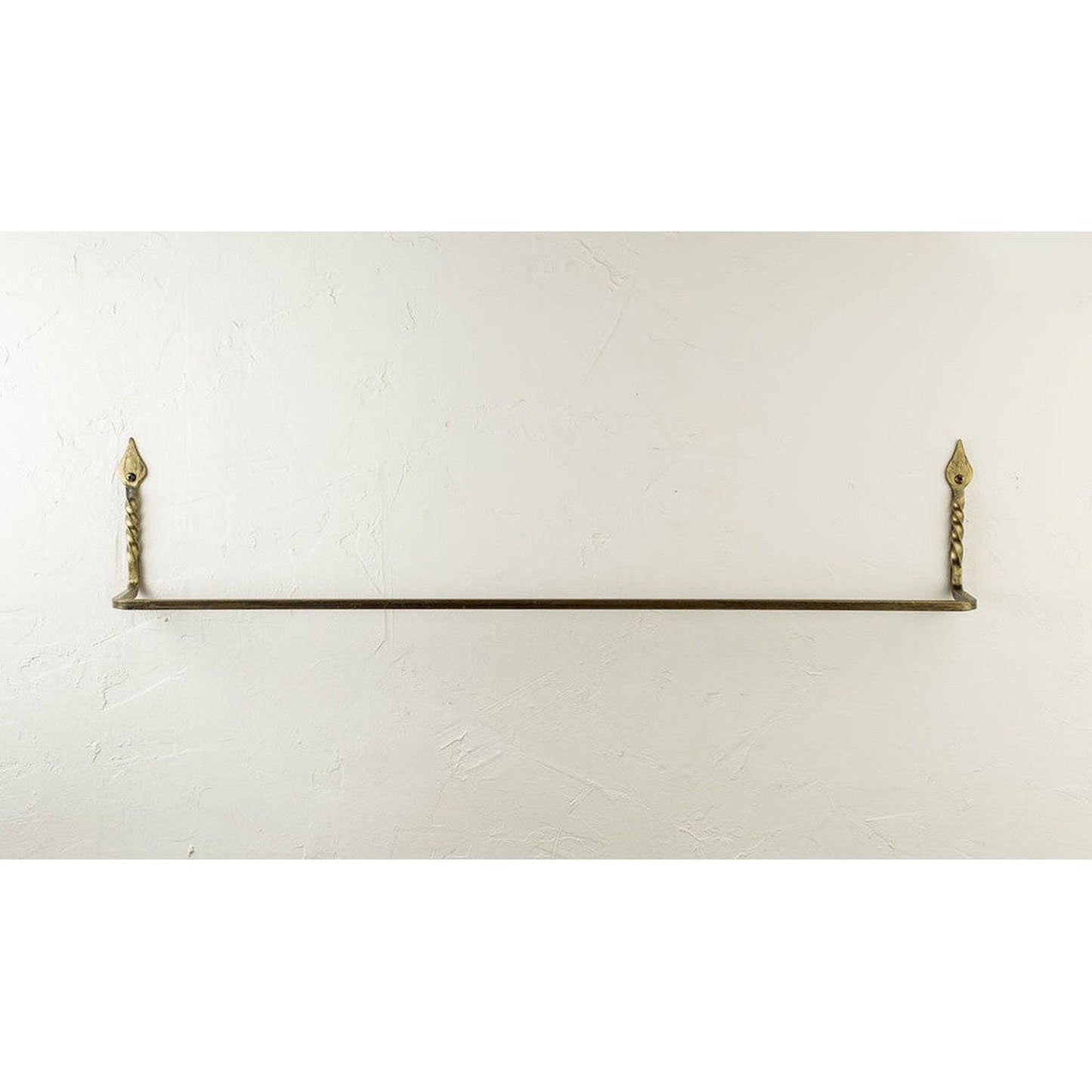 Stone County Ironworks Tulip Twist 16" Burnished Gold Iron Towel Bar With Pewter Iron Accent