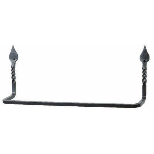 Stone County Ironworks Tulip Twist 16" Chalk White Iron Towel Bar With Pewter Iron Accent