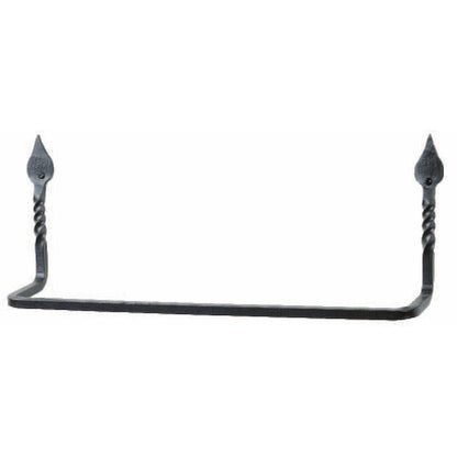 Stone County Ironworks Tulip Twist 16" Hand Rubbed Pewter Iron Towel Bar With Copper Iron Accent