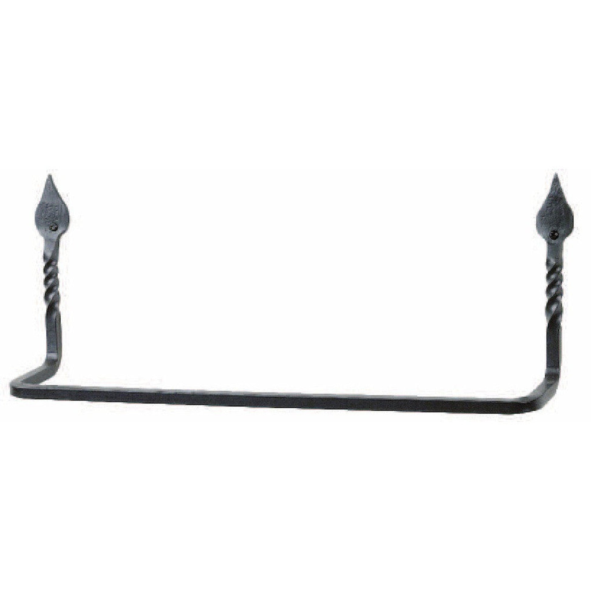 Stone County Ironworks Tulip Twist 16" Natural Black Iron Towel Bar With Copper Iron Accent