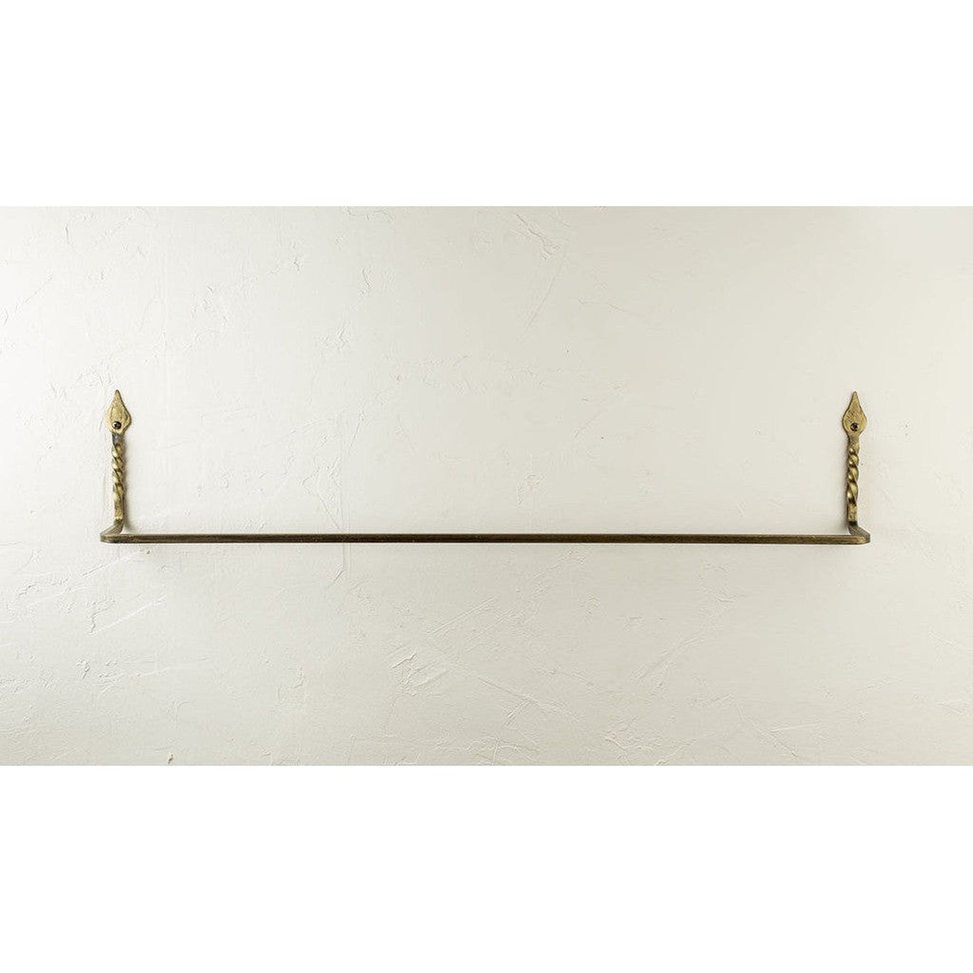 Stone County Ironworks Tulip Twist 16" Satin Black Iron Towel Bar With Copper Iron Accent