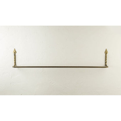 Stone County Ironworks Tulip Twist 32" Chalk White Iron Towel Bar With Copper Iron Accent