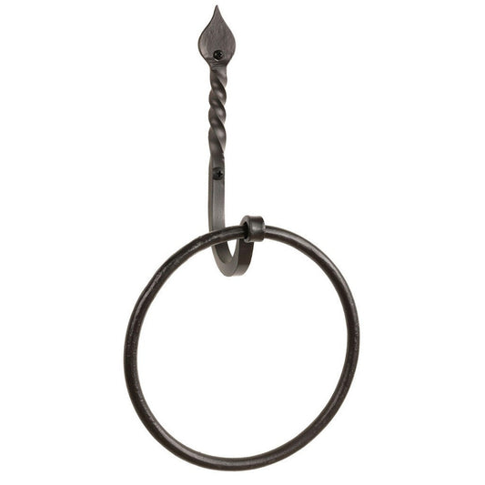 Stone County Ironworks Tulip Twist 7" Burnished Gold Iron Towel Ring With Gold Iron Accent