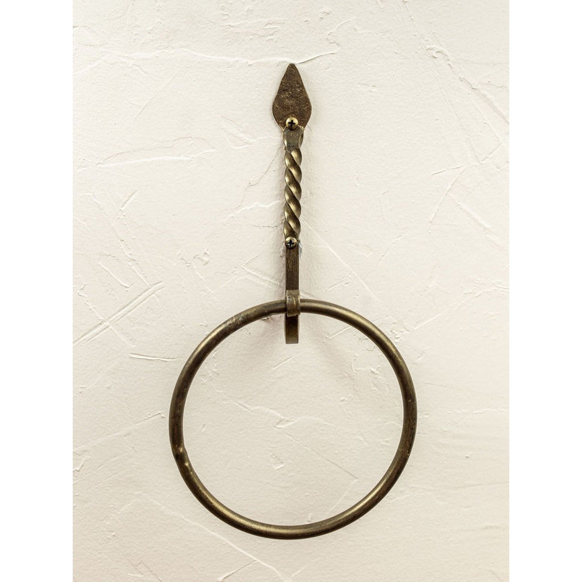 Stone County Ironworks Tulip Twist 7" Burnished Gold Iron Towel Ring With Pewter Iron Accent