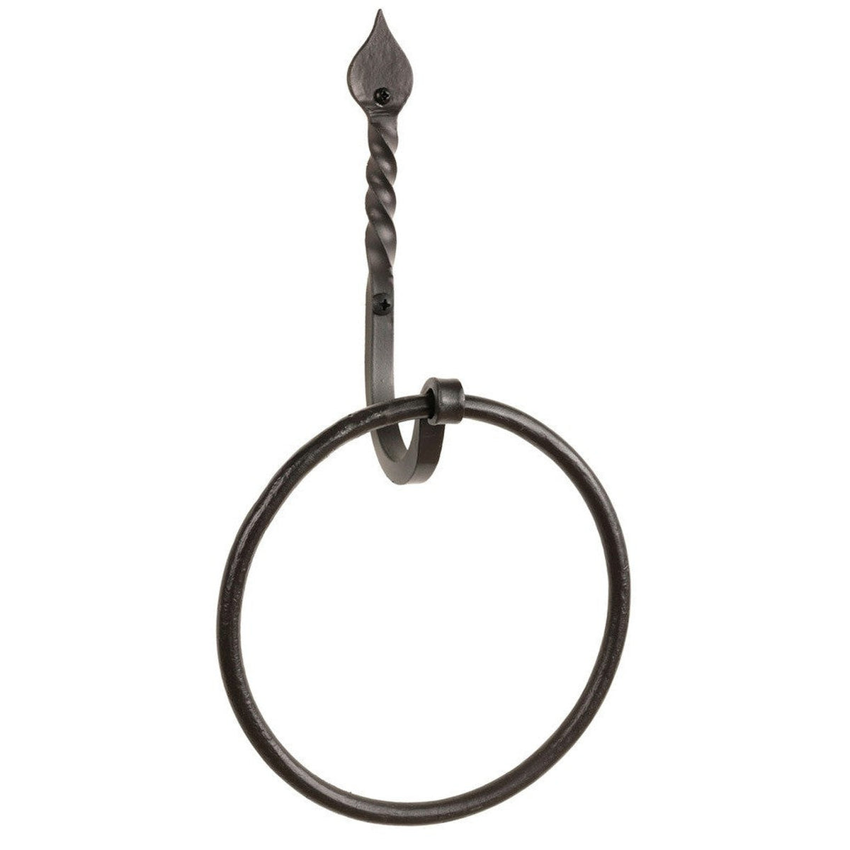 Stone County Ironworks Tulip Twist 7" Hand Rubbed Brass Iron Towel Ring