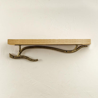 Stone County Ironworks Twig 25" Chalk White Iron Wall Shelf With Pewter Iron Accent and Distressed Pine Wood Finish Top