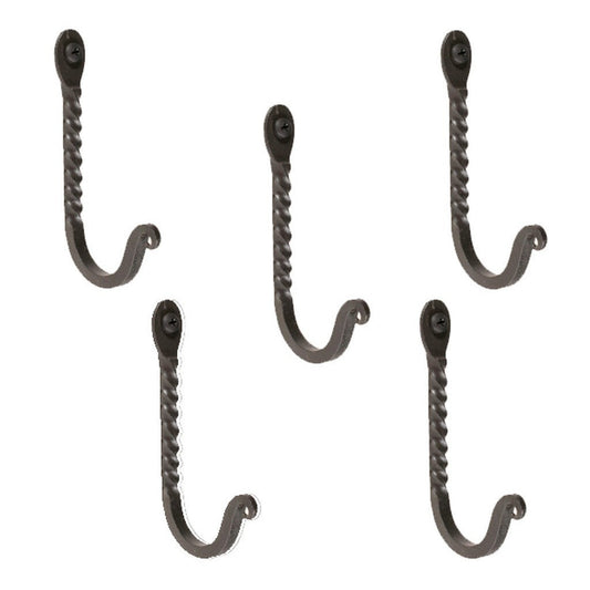 Stone County Ironworks Twist 5" 5-Piece Hand Rubbed Ivory Iron Double Hook Set