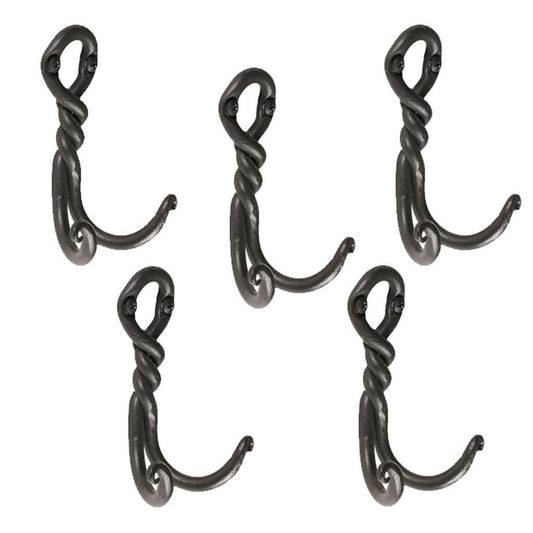 Stone County Ironworks Twist 5" 5-Piece Hand Rubbed Pewter Iron Single Hook Set