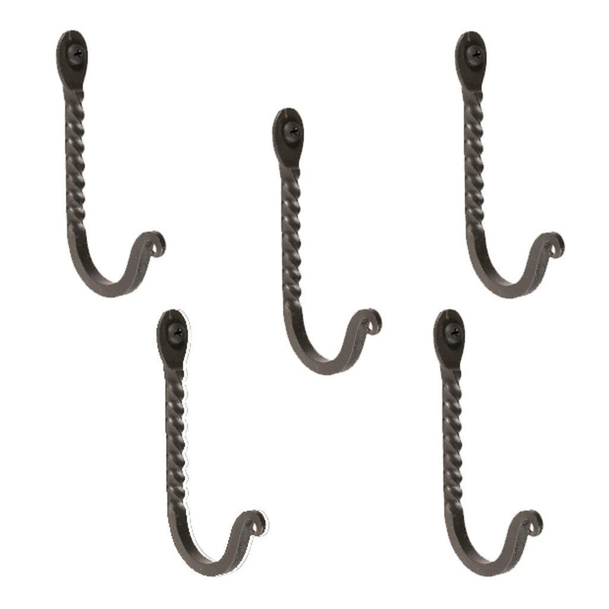 Stone County Ironworks Twist 5" 5-Piece Natural Black Iron Double Hook Set