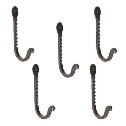 Stone County Ironworks Twist 5" 5-Piece Natural Black Iron Double Hook Set