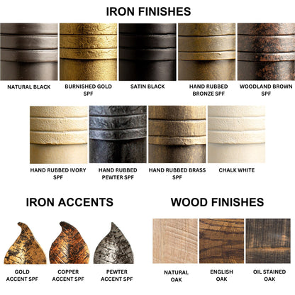 Stone County Ironworks Urban Forge 24" Woodland Brown Iron Wall Rack Natural Oak Wood Finish