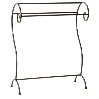 Stone County Ironworks Waterbury 30" Large Hand Rubbed Pewter Iron Blanket or Towel Stand With Copper Iron Accent