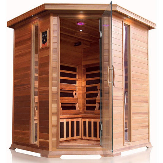 SunRay Bristol Bay 4-Person Red Cedar Wood Indoor Infrared Sauna With 10 Carbon Nano Heaters