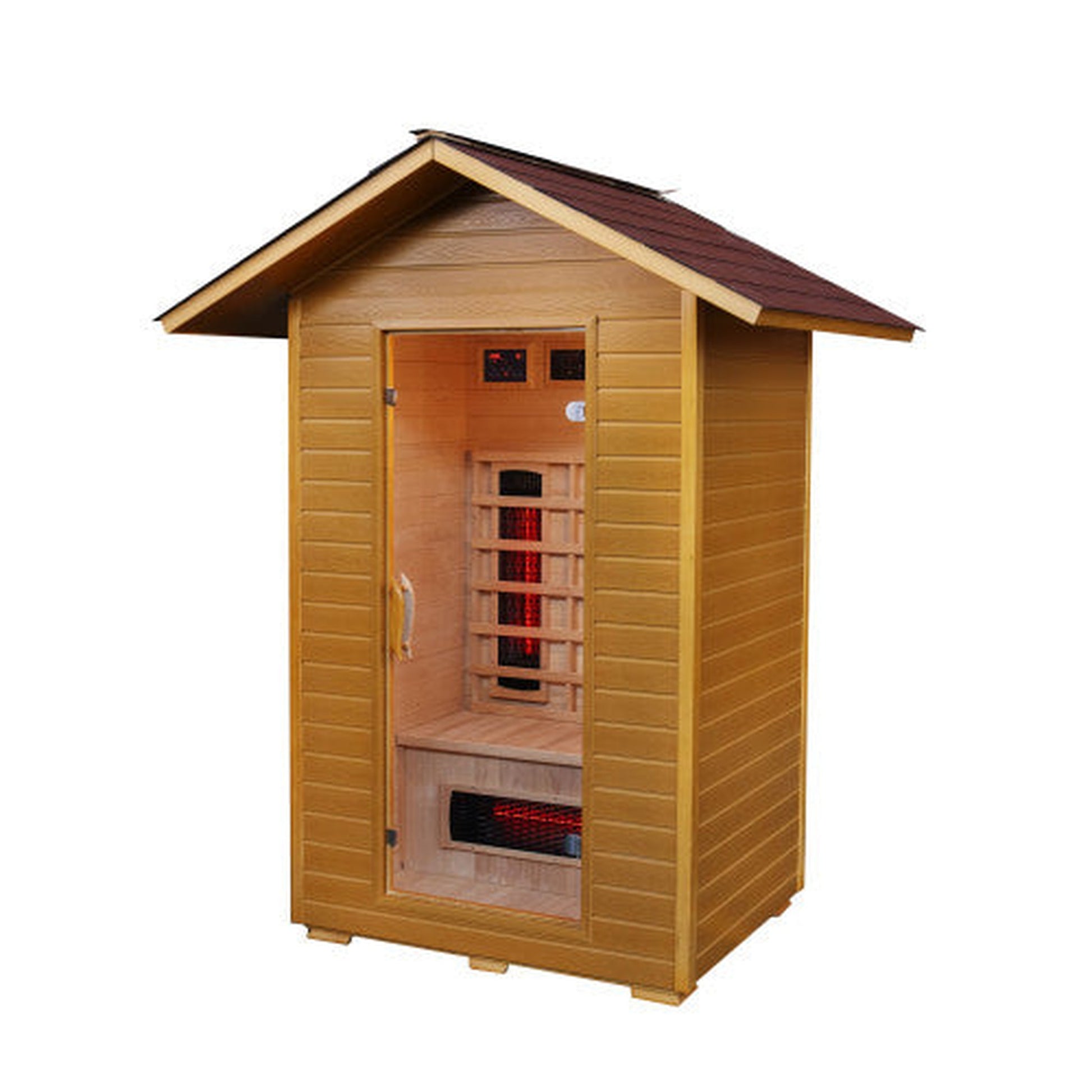 Sauna infrarroja de cerámica, saunas infrarrojos para 2 personas para el  hogar, sala de sauna de madera Hemlock, sauna interior 2 en 1 con