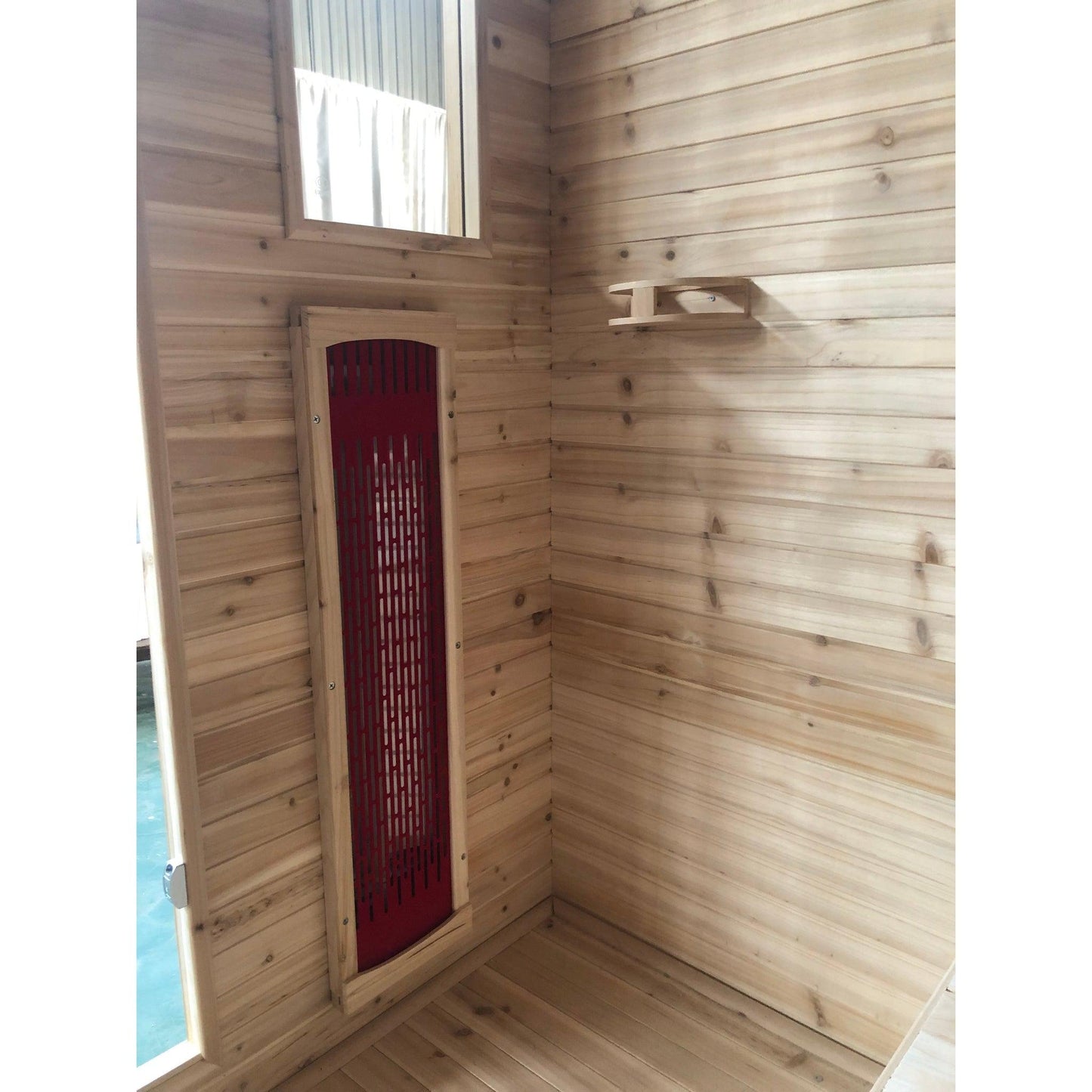 SunRay Cayenne 4-Person Outdoor Infrared Sauna In Hemlock Wood With Ceramic Heaters