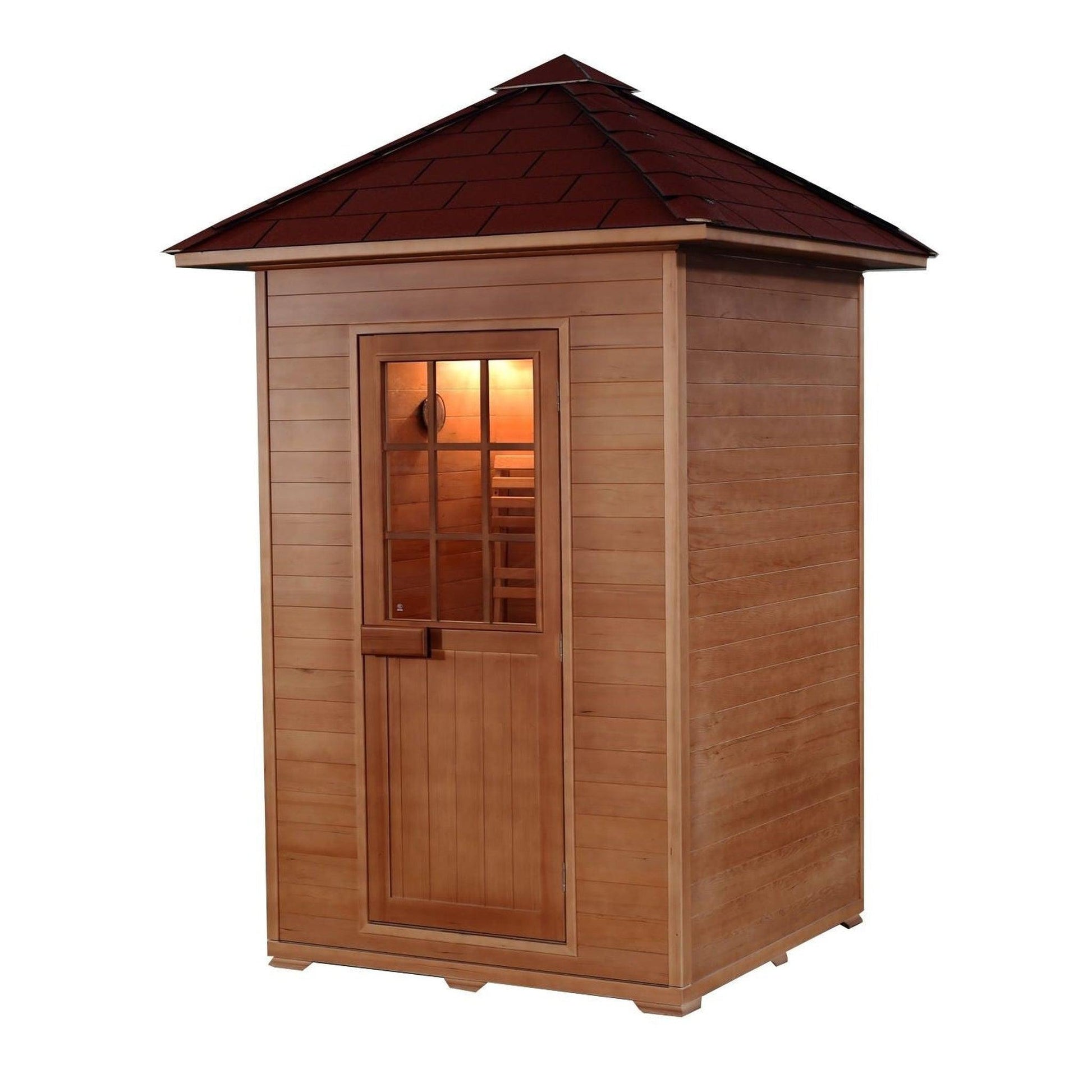SunRay Eagle 2-Person Outdoor Traditional Sauna In Hemlock Wood With Electric Heater