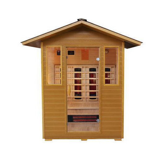 SunRay Grandby 3-Person Outdoor Infrared Sauna In Hemlock Wood With Ceramic Heaters