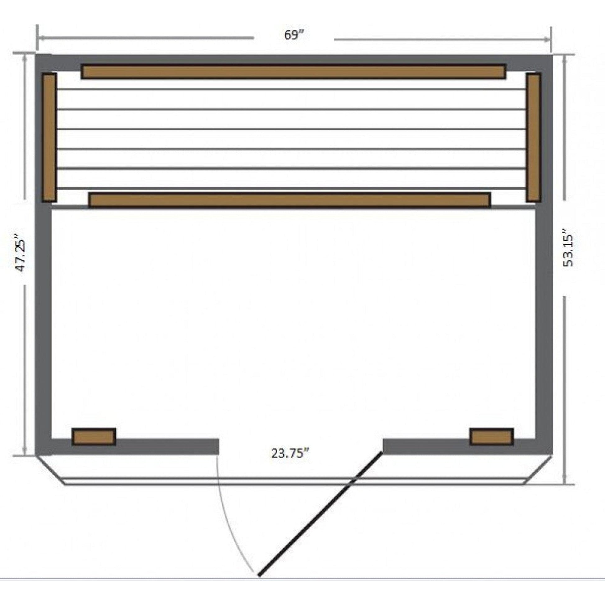 SunRay Sequioa 4-Person Indoor Infrared Sauna In Cedar Wood With Carbon Nano Heaters