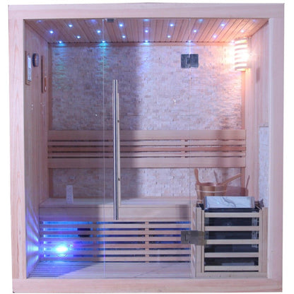 SunRay Westlake 3-Person Luxury Indoor Traditional Sauna With Harvia Heater & Digital Controls