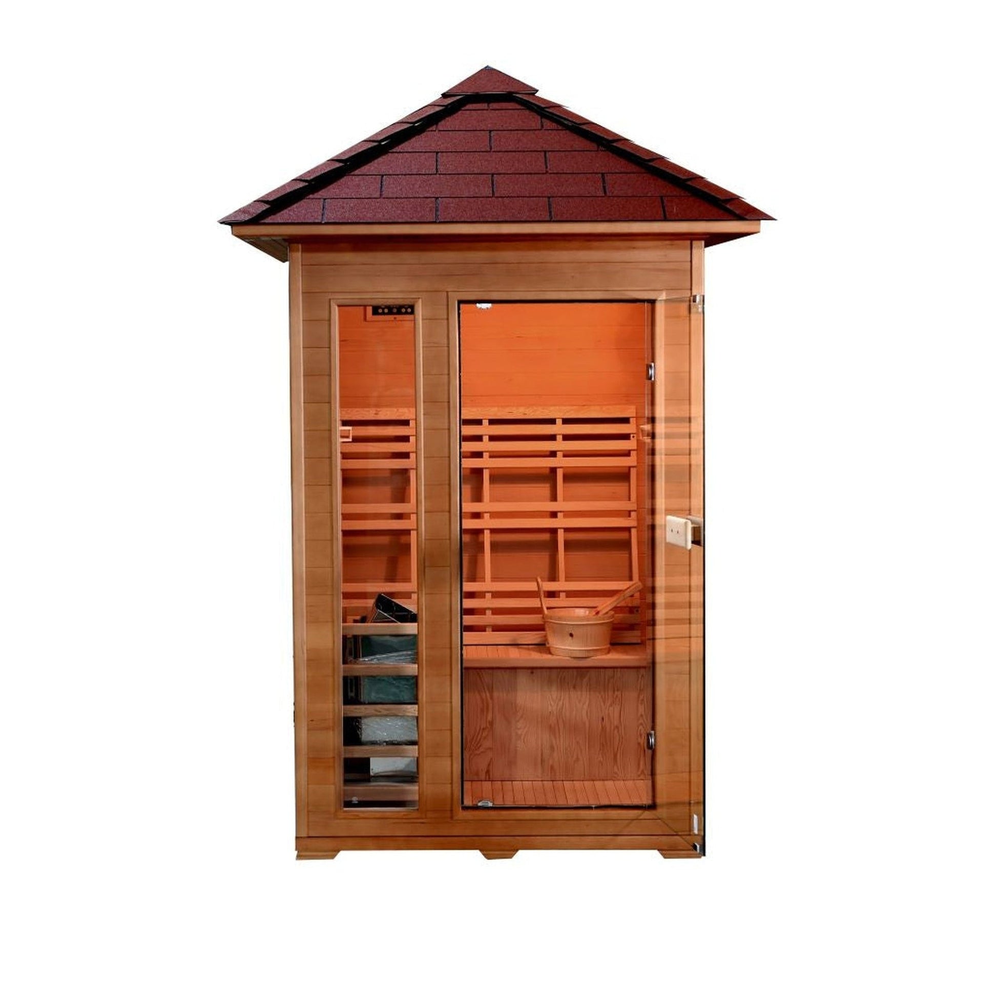 Sunray Bristow 2-Person Canadian Hemlock Wood Outdoor Traditional Sauna With Electric Harvia Heater