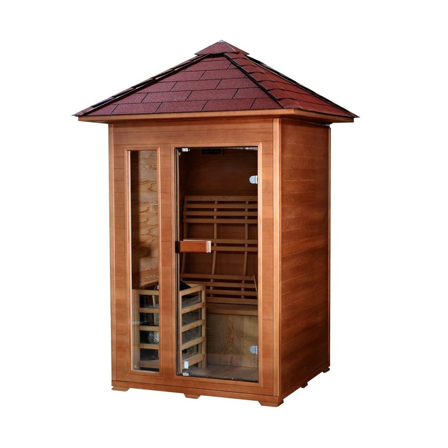 Sunray Bristow 2-Person Canadian Hemlock Wood Outdoor Traditional Sauna With Electric Harvia Heater